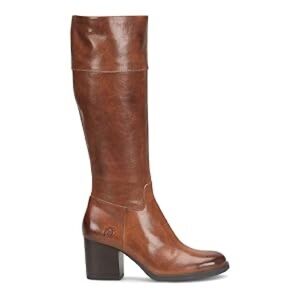 New BORN Brandy Brown Leather Heels Tall Boots Size 7.5 M